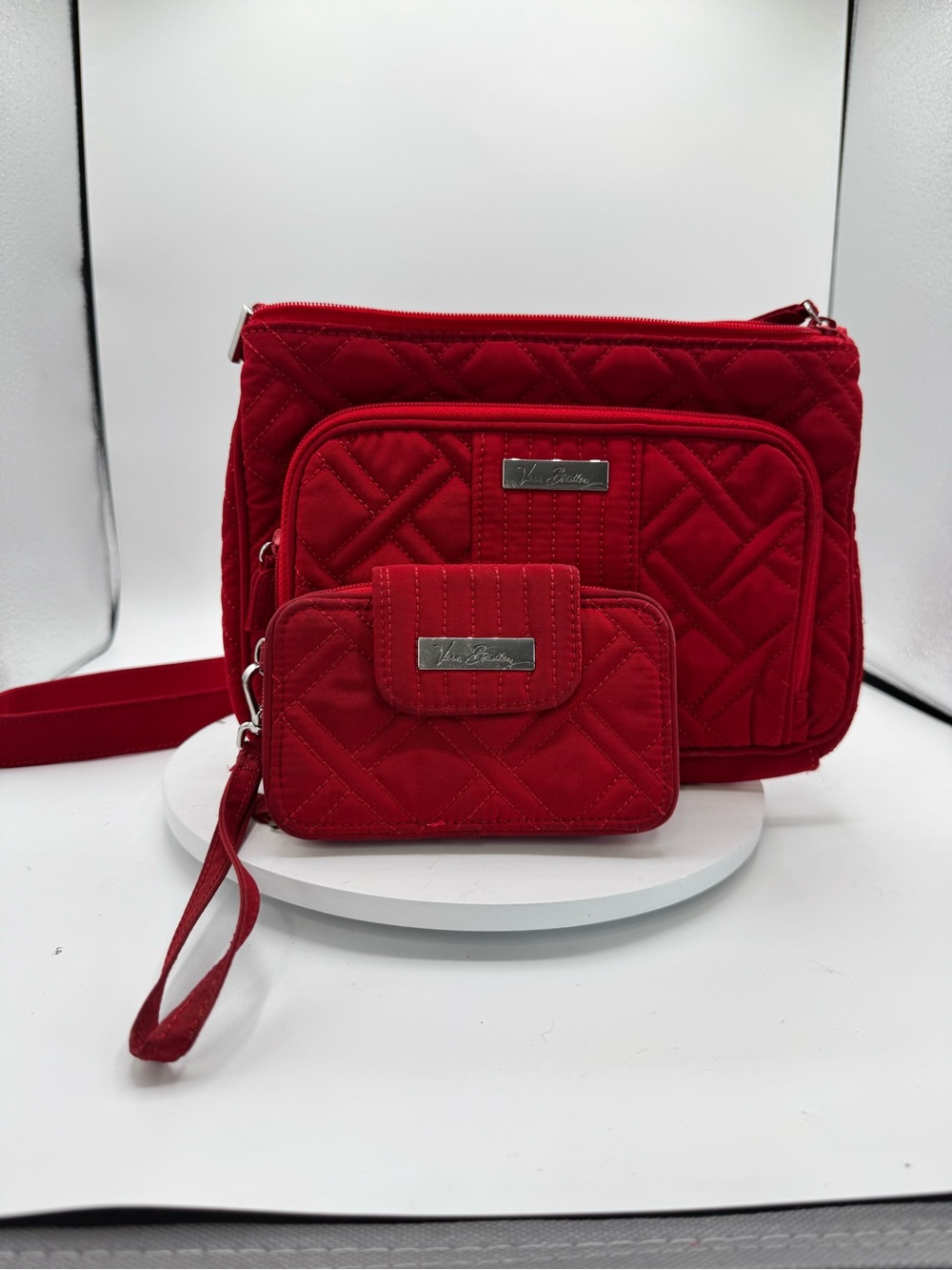 Vera Bradley Quilted Red Crossbody with Matching Wristlet